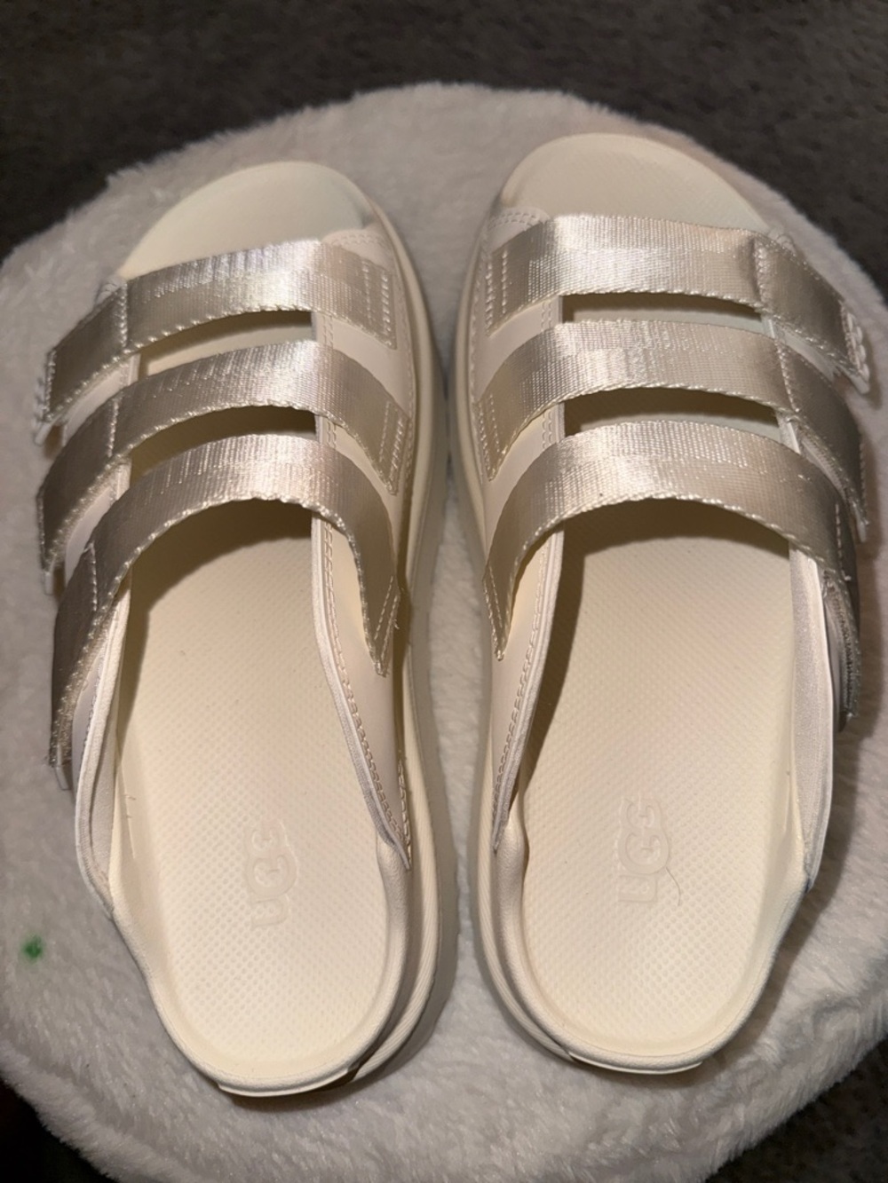 UGG  Triple-Strap Slide Sandals - Champagne Cream